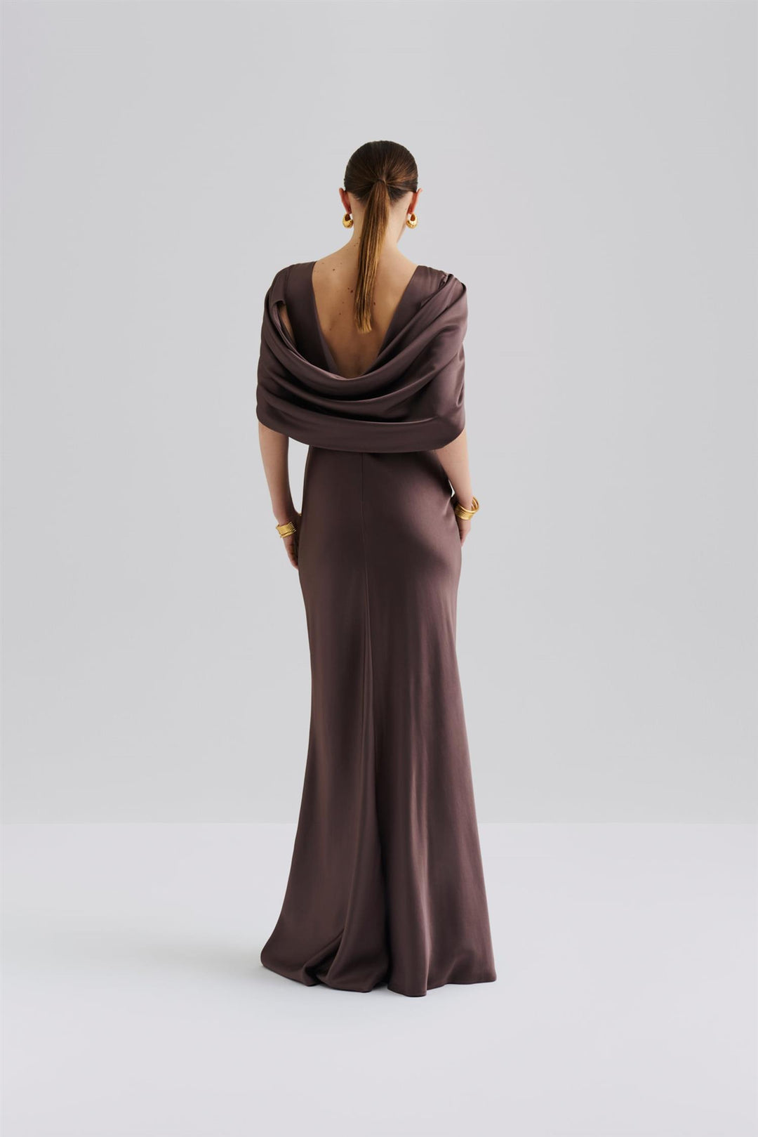 Louise Draped maxi dress chocolate