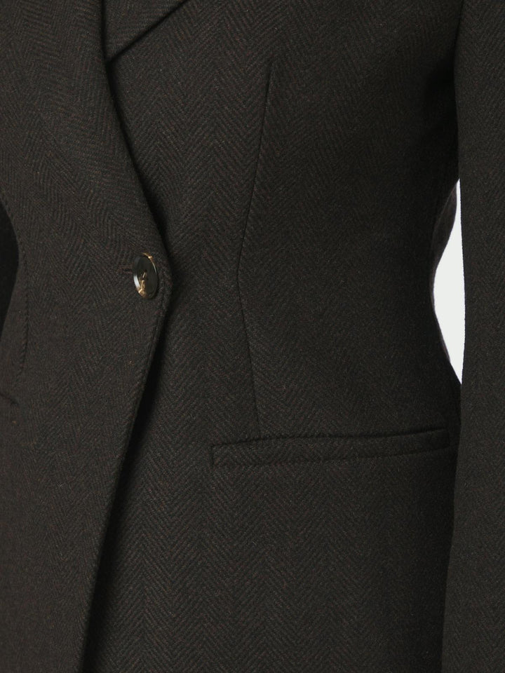 bowie herringbone blazer dark brown