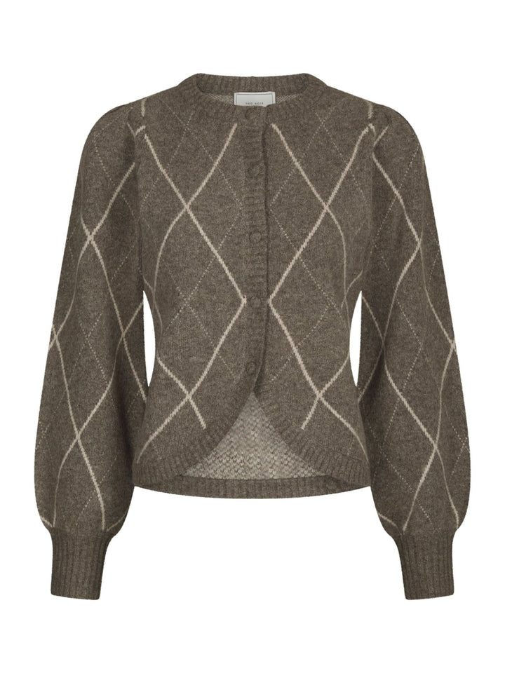Koteas check knit cardigan taupe