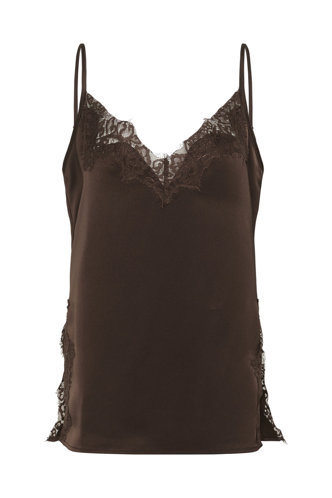 Brenda lace long top dark brown