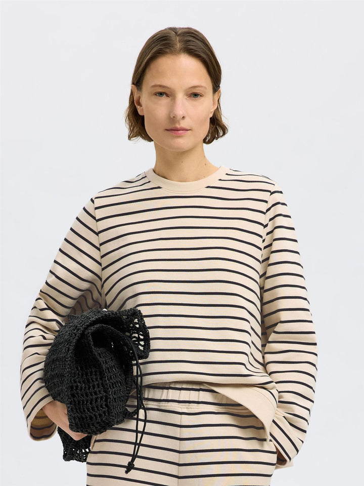 ELISE LS O-NECK WIDE STRIPED SWEAT
