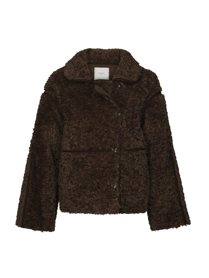 Castor faux fur jacket dark brown