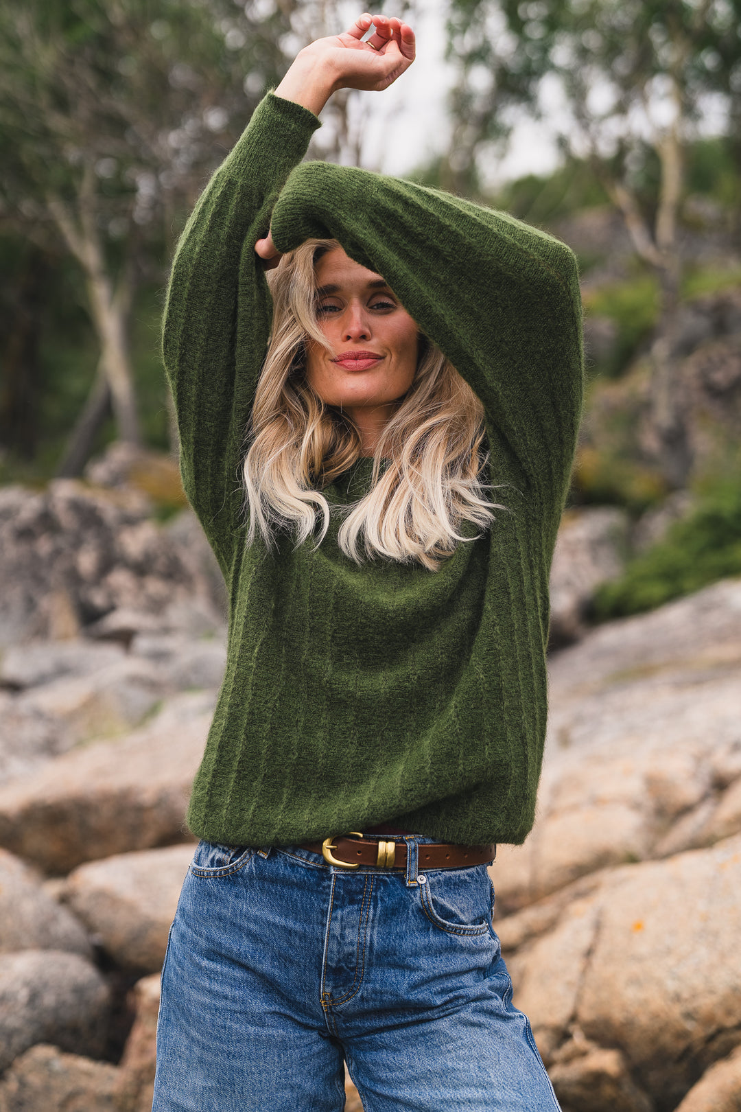 Mira amalie pullover chive melange