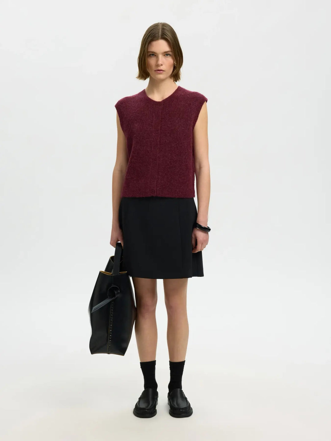 Lulu button o-neck vest tawny port