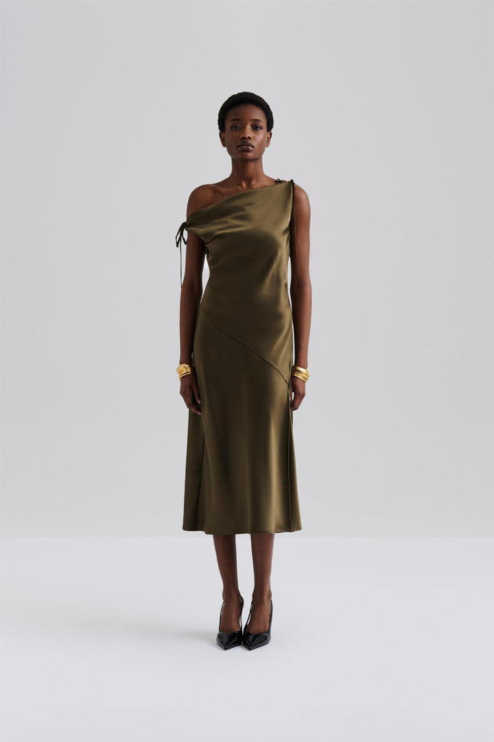 Zarea Tie Satin Mid dress