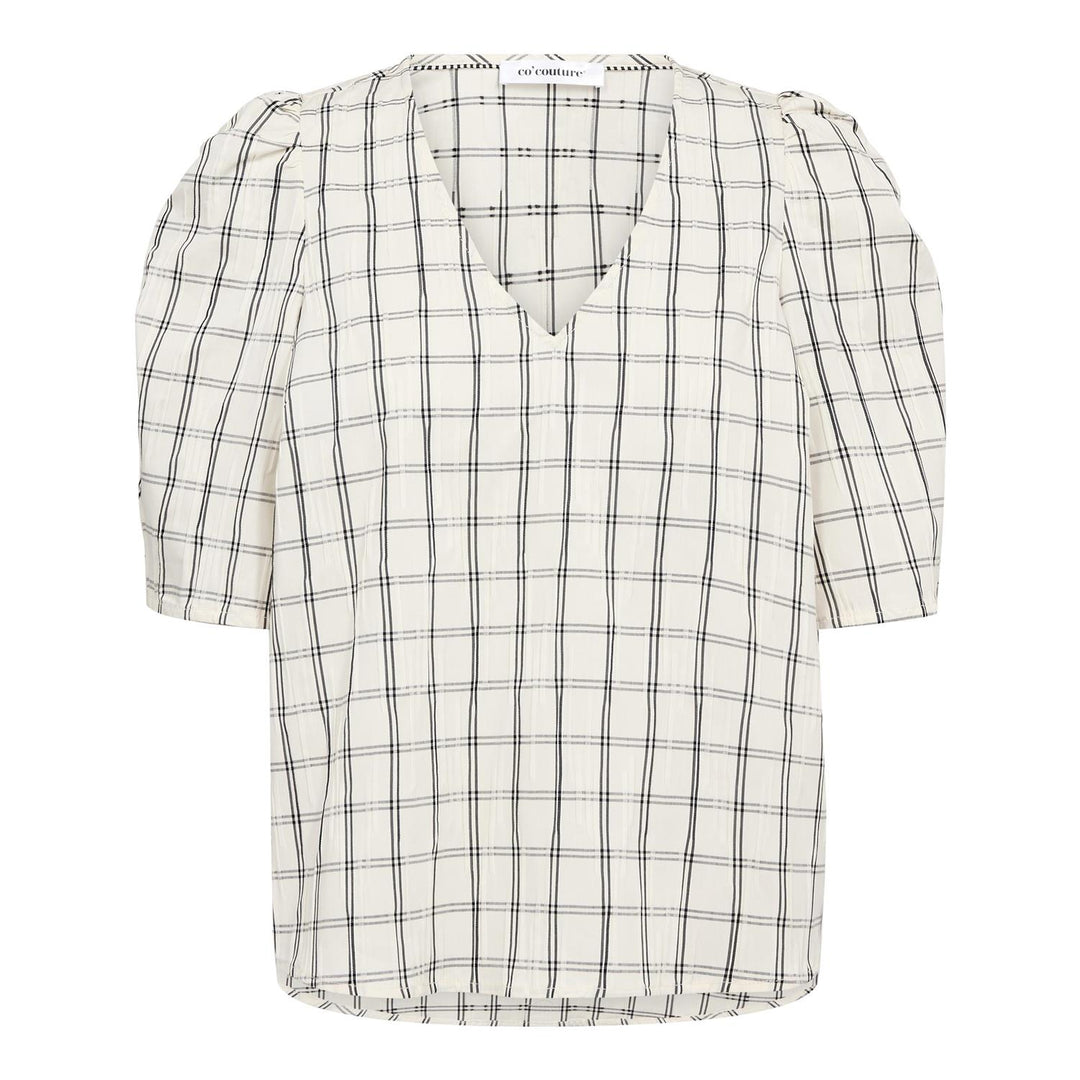 Biso check v-blouse off white