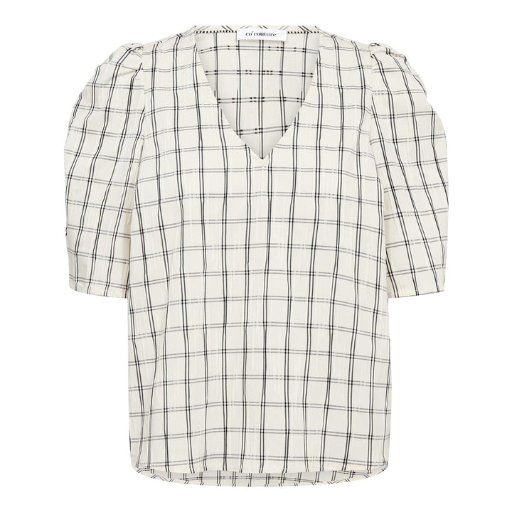 Biso check v-blouse off white