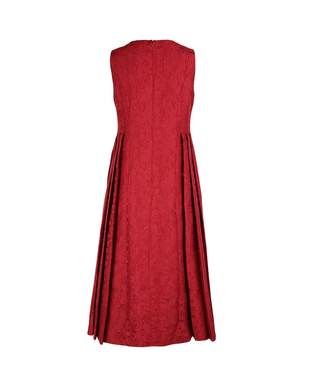 Brocade pleated Midi dress cherry