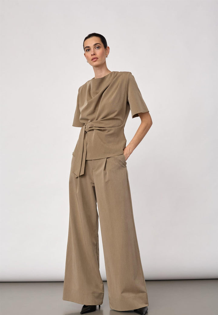 Melva Tie blouse faded khaki