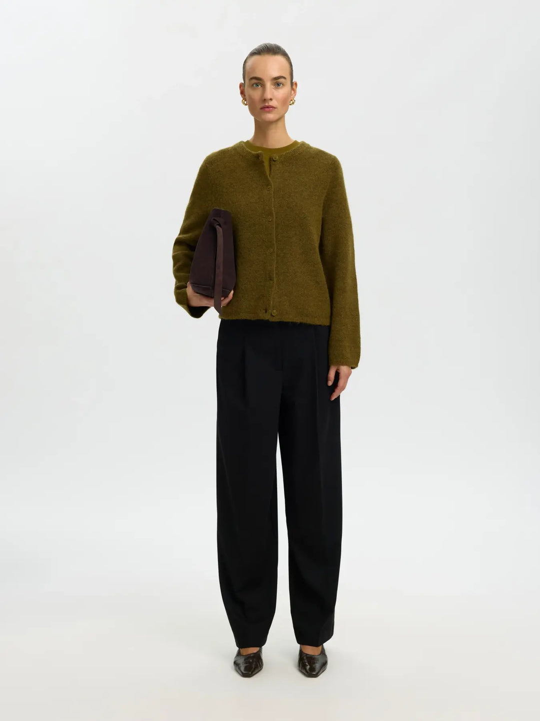 lulu new knit cardigan green melange