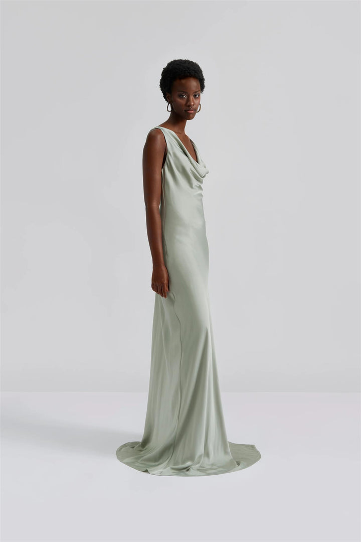 Leah cowl satin maxi dress