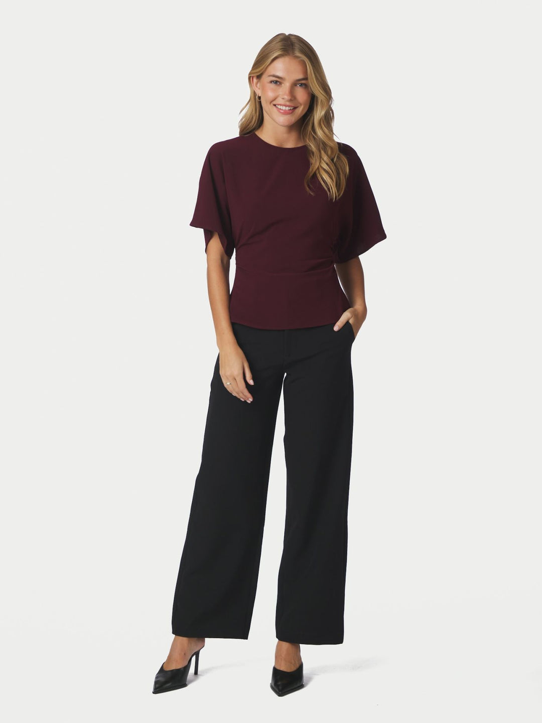 Miriel drape blouse plum