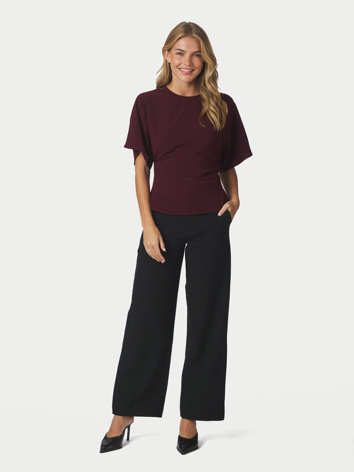 Miriel drape blouse plum