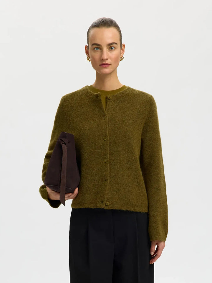 lulu new knit cardigan green melange