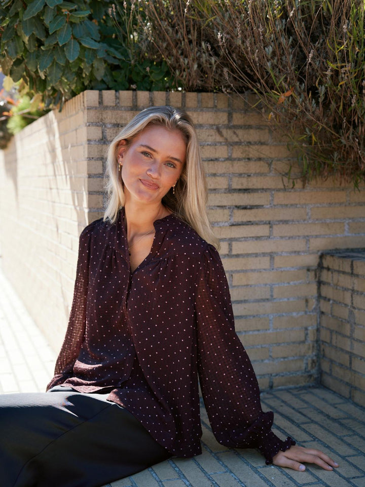Astrida dotted blouse burgundy