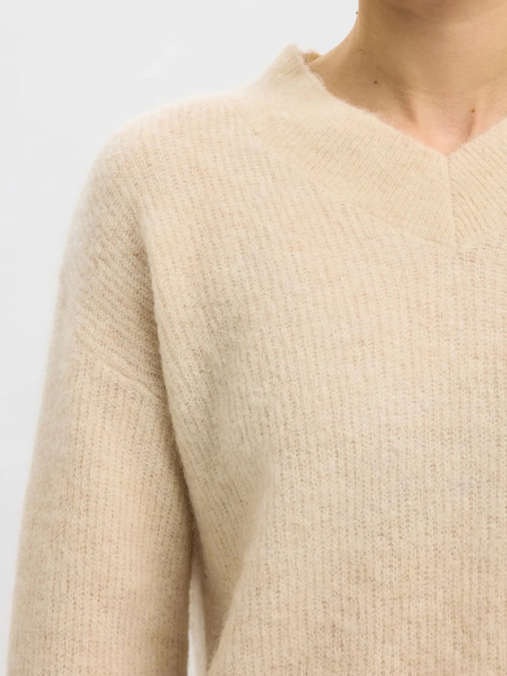 SLFSIA RAS LS KNIT LONG V-NECK
