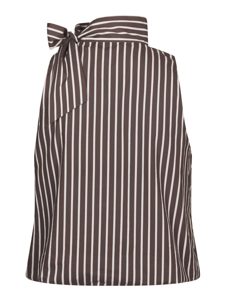 Veda wide stripe top dark brown
