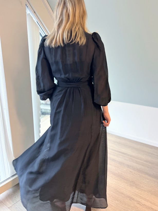 Striped organza belt dress