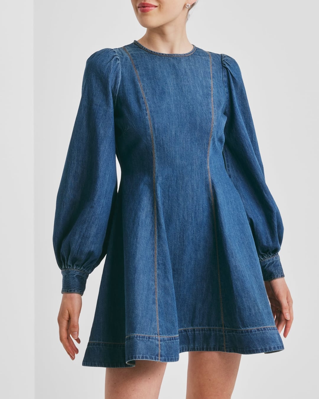 Denim fitted dress french blue