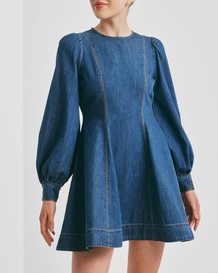 Denim fitted dress french blue