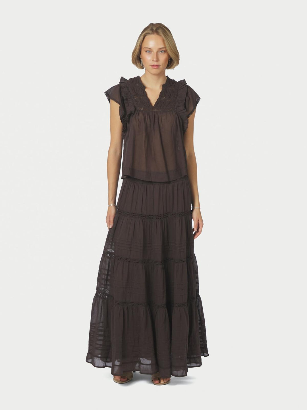 Felicia voile skirt dark brown