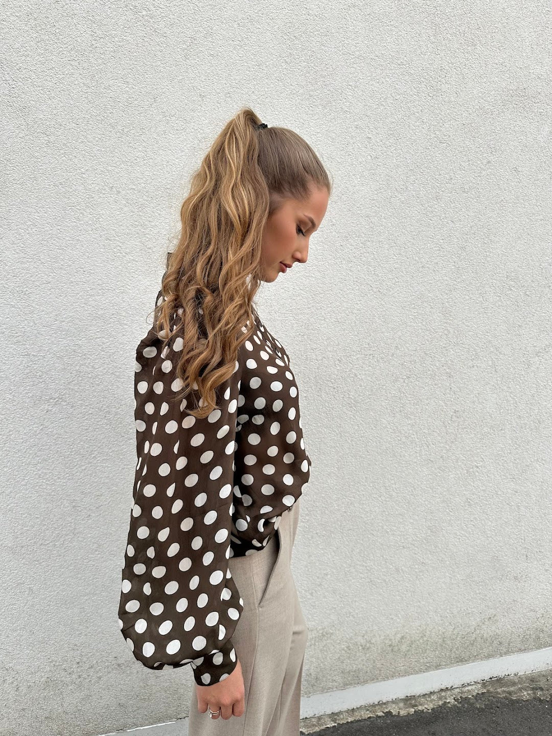 Striped organza blouse dots