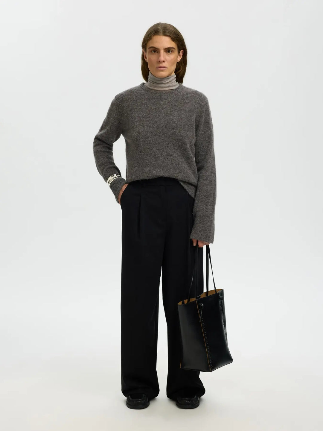 lulu new knit o-neck medium grey