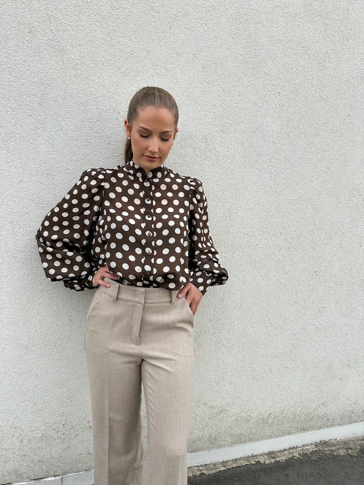 Striped organza blouse dots