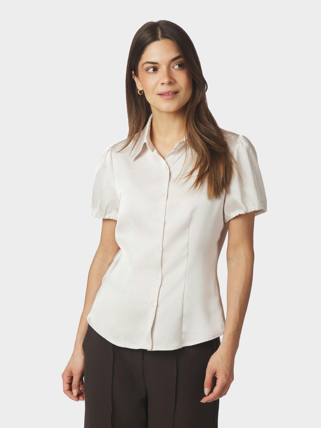 Lyselle heavy sateen shirt pearl