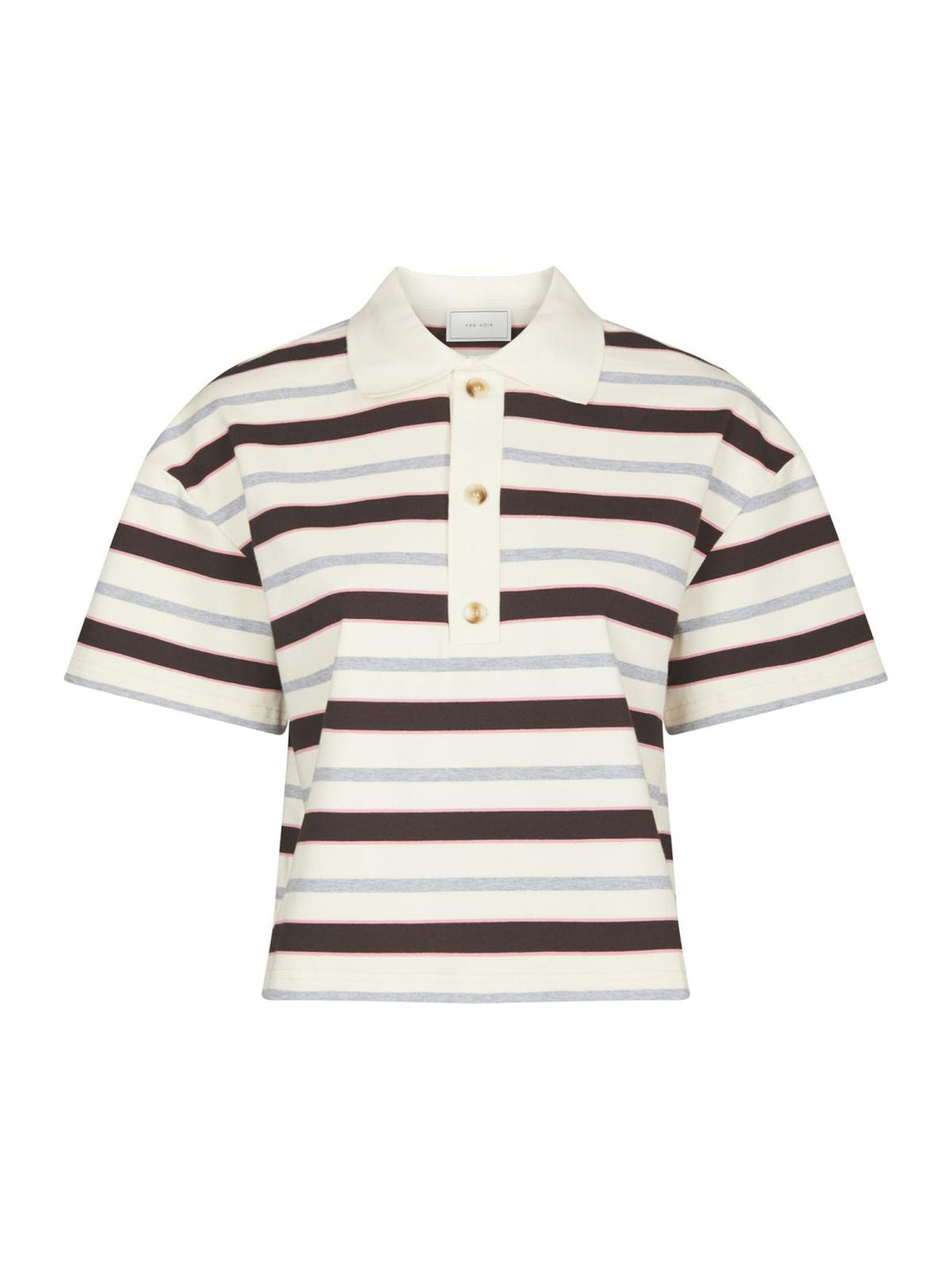 Vennera triple stripe polo tee grey
