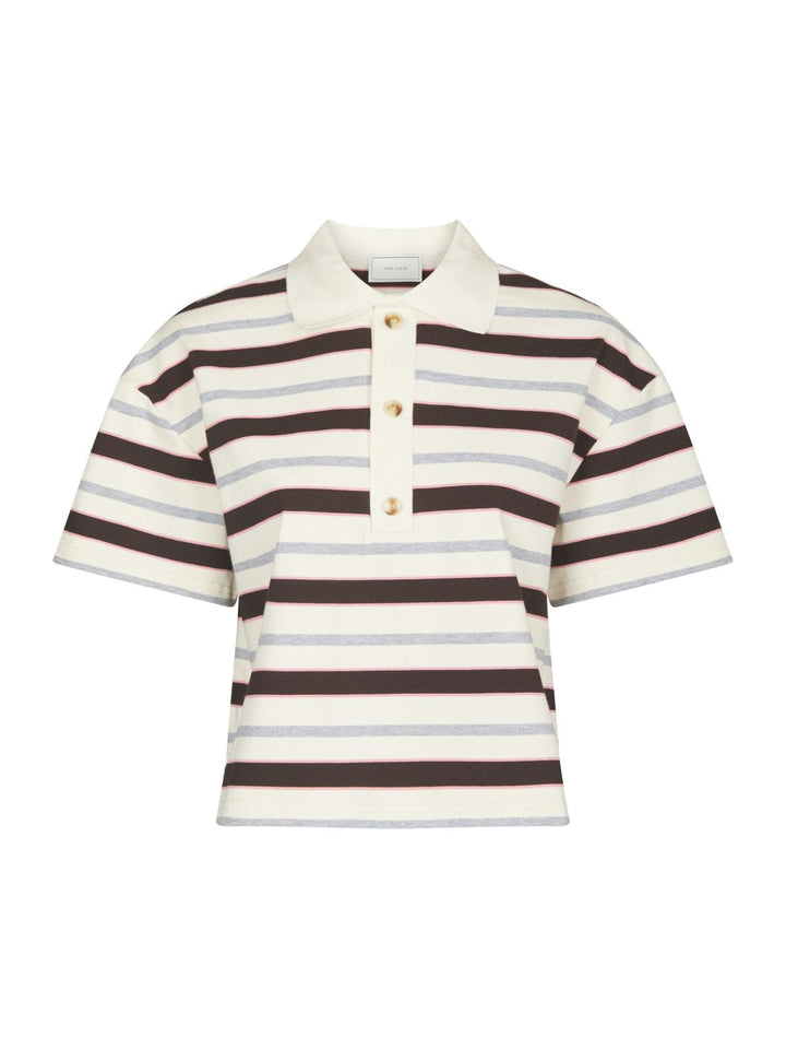 Vennera triple stripe polo tee grey
