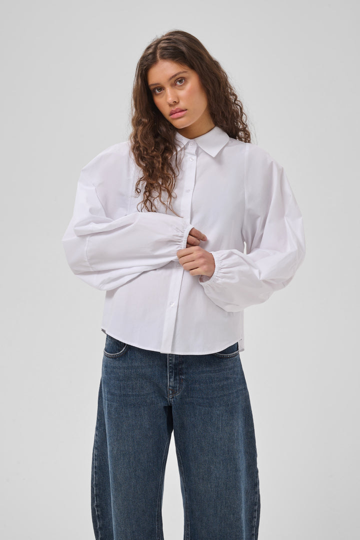 Sunna balloon sleeve shirt bright white