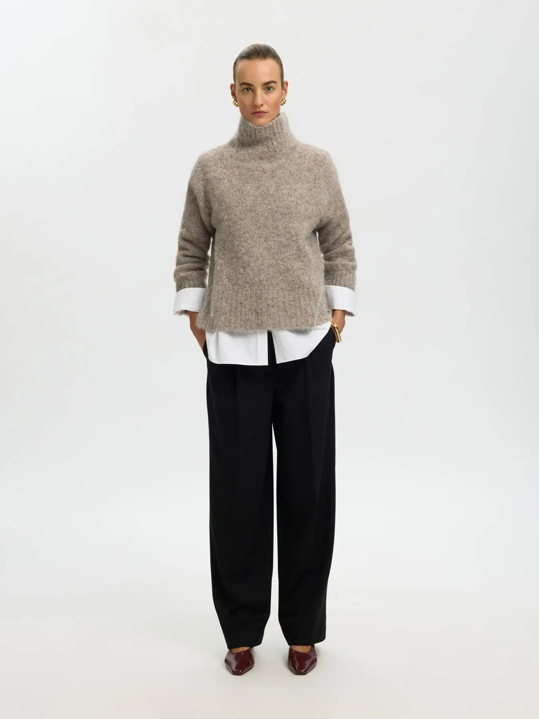 Gabriella knit high neck steel gray