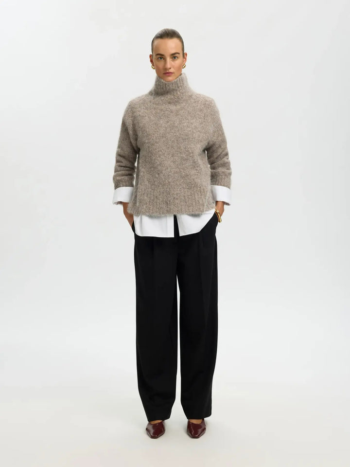 Gabriella knit high neck steel gray