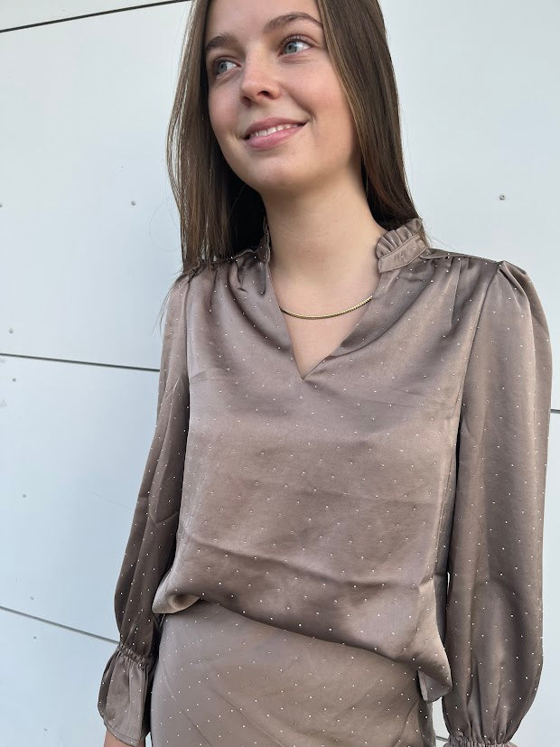 Amara Heavy Sateen Bedaz Blouse