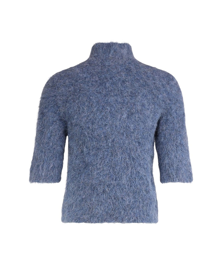 Hairy knit turtleneck blue