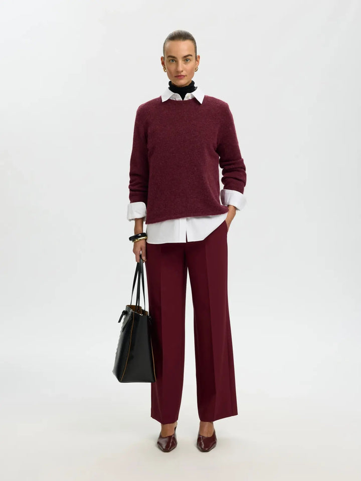 lulu new knit o-neck tawny port