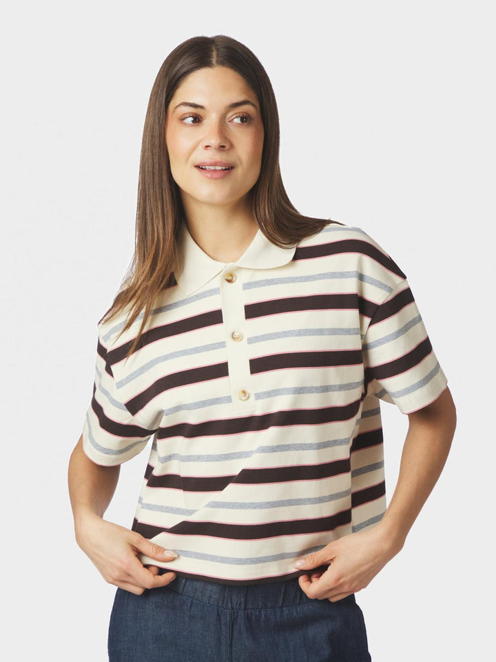 Vennera triple stripe polo tee grey