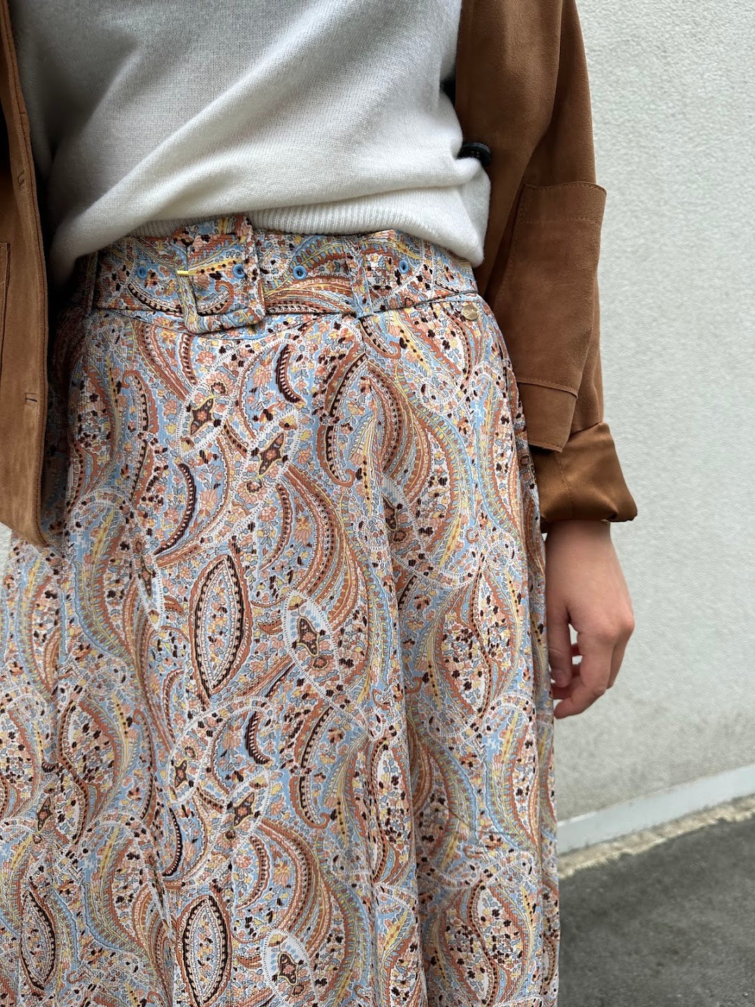Striped organza maxi skirt delicate paisley