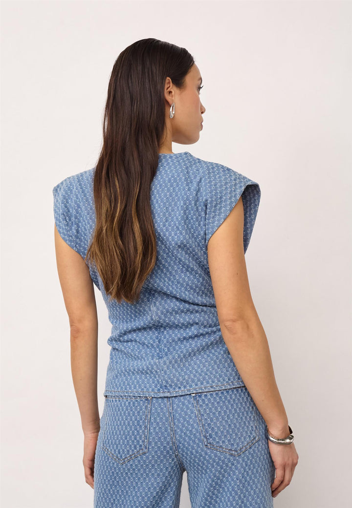 Anto denim pleat top light denim