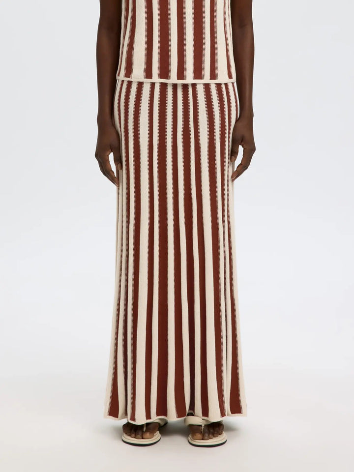 Lina knit long skirt birch cherry