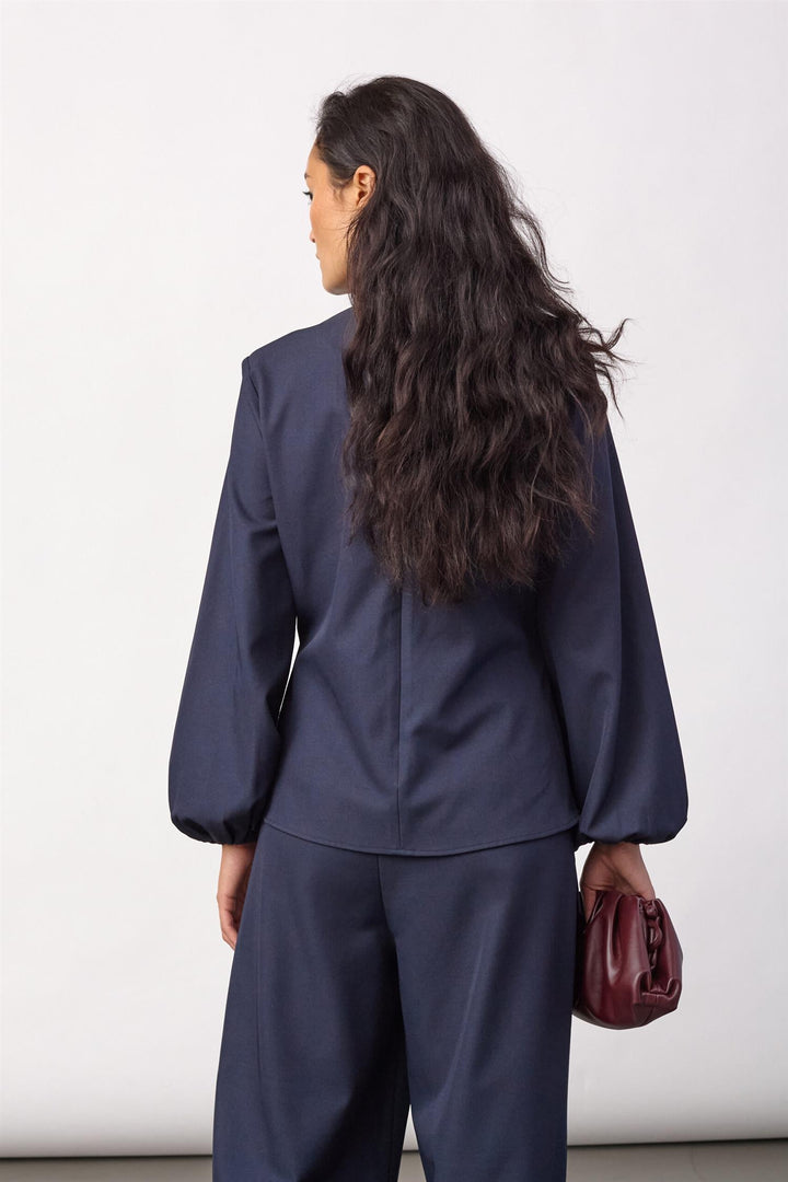 Luna tie blouse navy