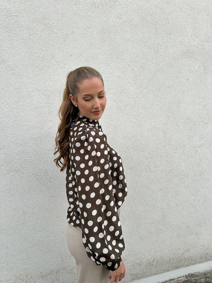 Striped organza blouse dots