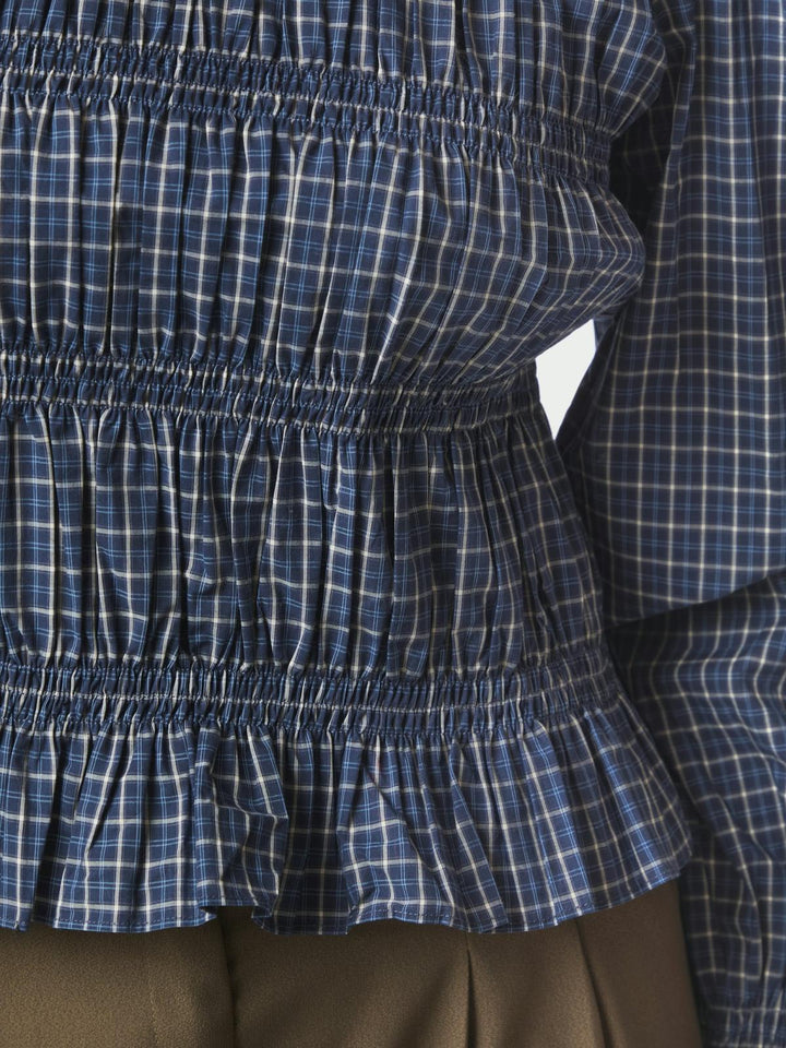 marcia check blouse blue