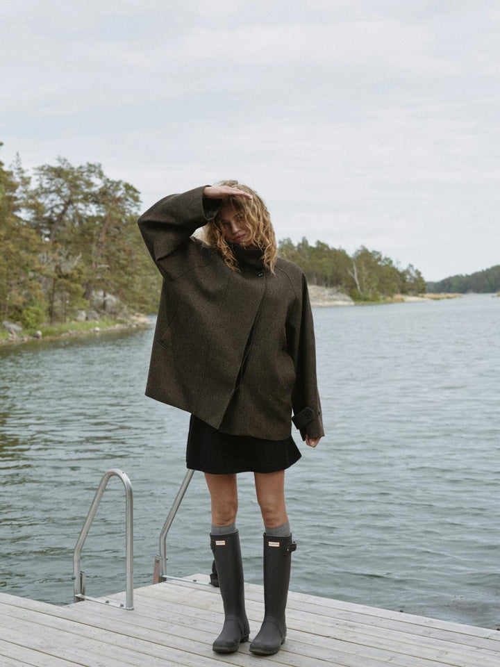 Mariel mini check jacket brown