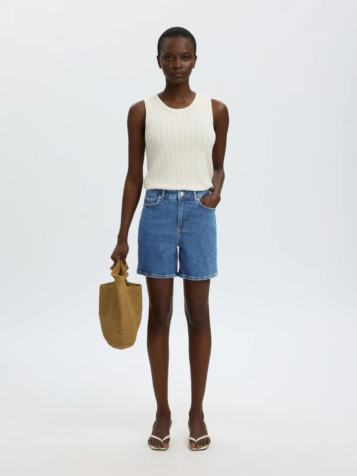 Krista Mid Blue Denim Shorts