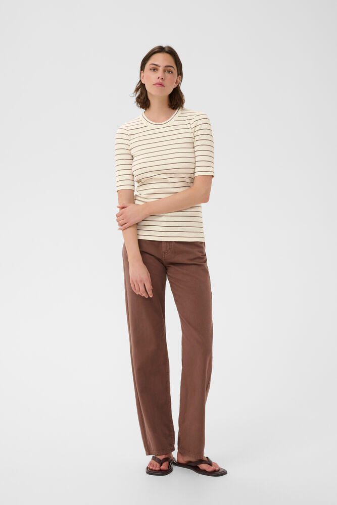 Dagna striped T- Skjorte vanilla/coffee