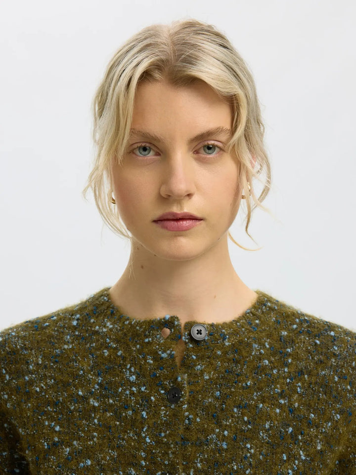Kat knit short cardigan fir green