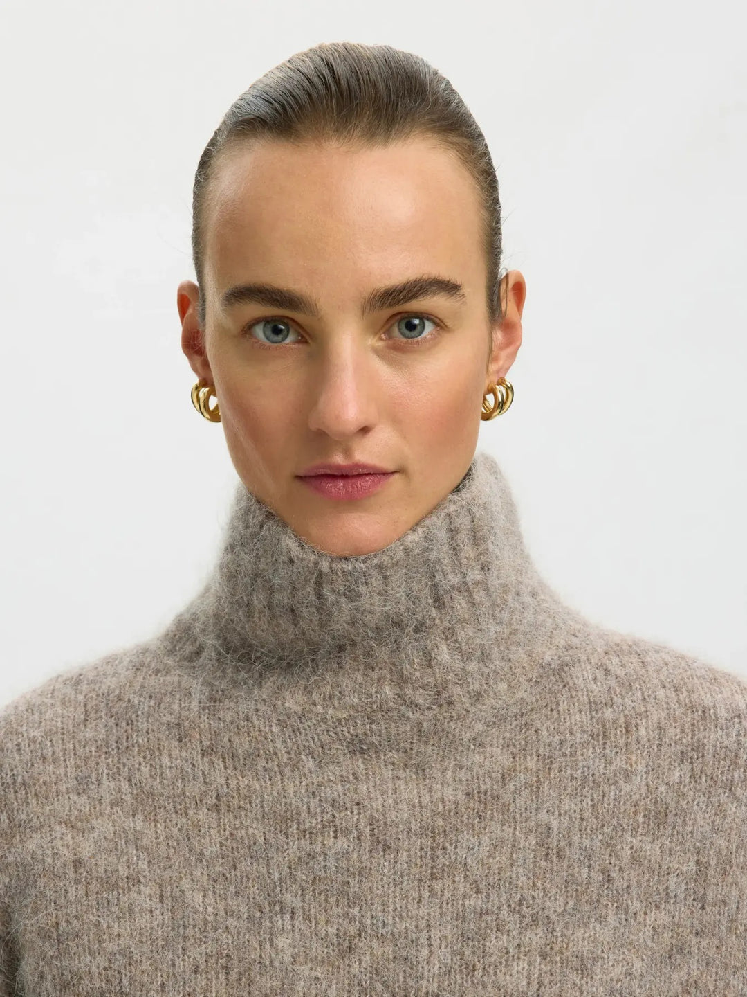 Gabriella knit high neck steel gray