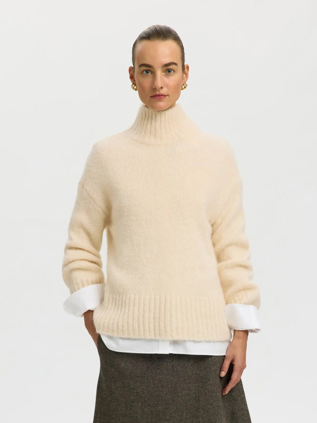 Gabriella knit high neck birch